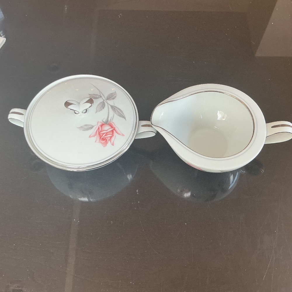 Vintage Noritake Rosemarie Sugar Bowl and Creamer